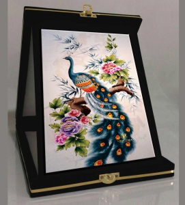 فروش اینترنتی خرید اینترنتی جعبه هدیه قاب تابلو دکوری تزئینی هنری هدیه طرح طاووس زیبا