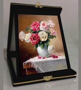 خرید اینترنتی فروش اینترنتی جعبه قاب تابلو دکوری تزئینی هنری هدیه طرح گلدان رز
