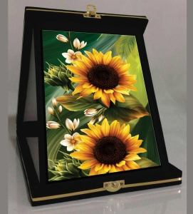 خرید اینترنتی فروش اینترنتی جعبه قاب تابلو دکوری تزئینی هنری هدیه طرح گل آفتاب گردان